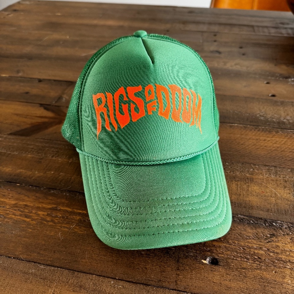Rigs of Doom Trucker Hat Green and Orange OS